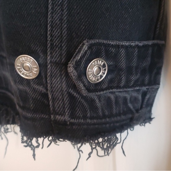 PAIGE Black Frayed Hem Denim Jacket - Picture 9 of 9